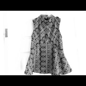High-neck Patterned Peplum Top